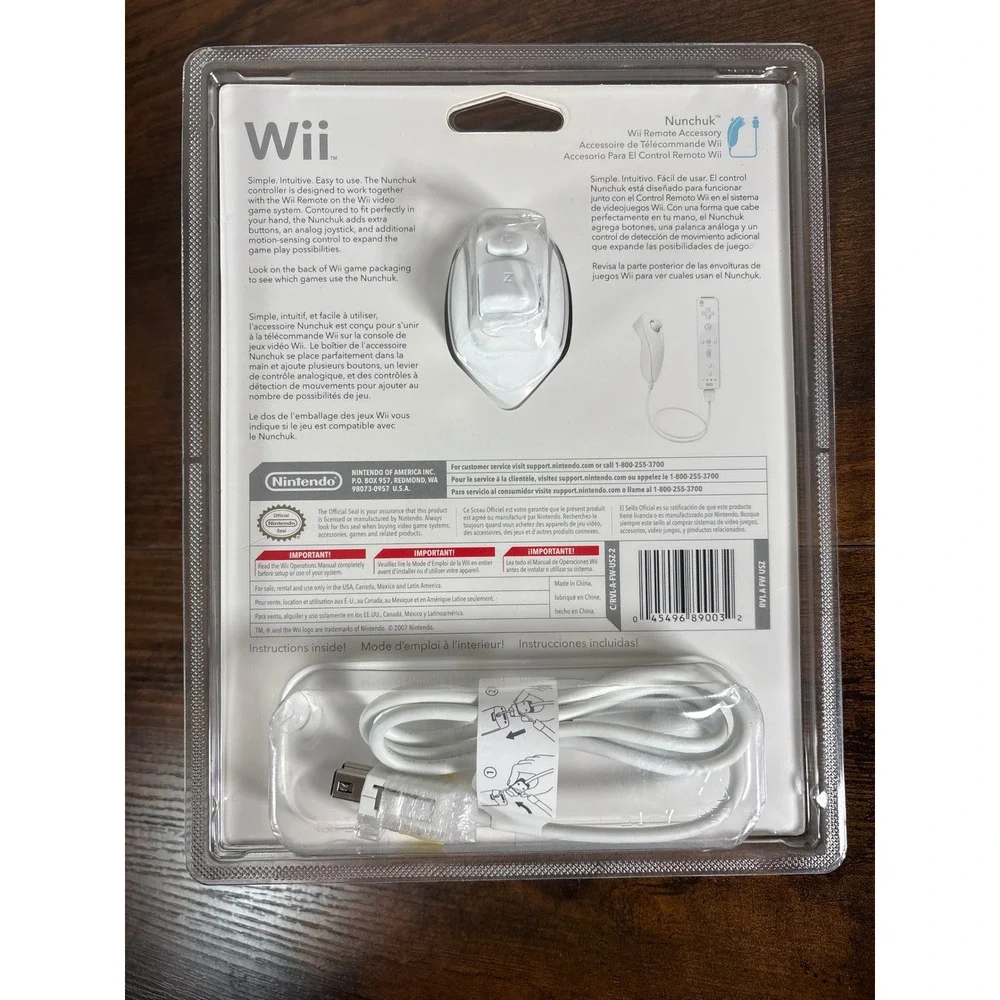 Nintendo Wii Nunchuk Controller White RVL-004 Official Accessory New Sealed
